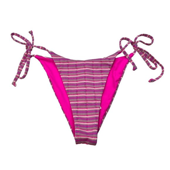 L*Space Women's Lennox String Bikini Bottom Pink/Multi Striped Small New - Picture 1 of 9